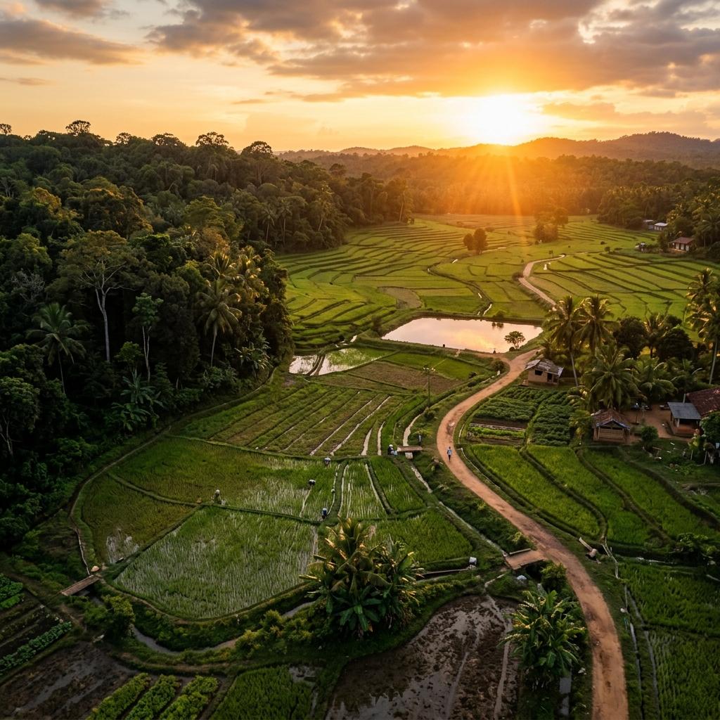 Sweeping view of the 50-acre Aralaganwila farmland
