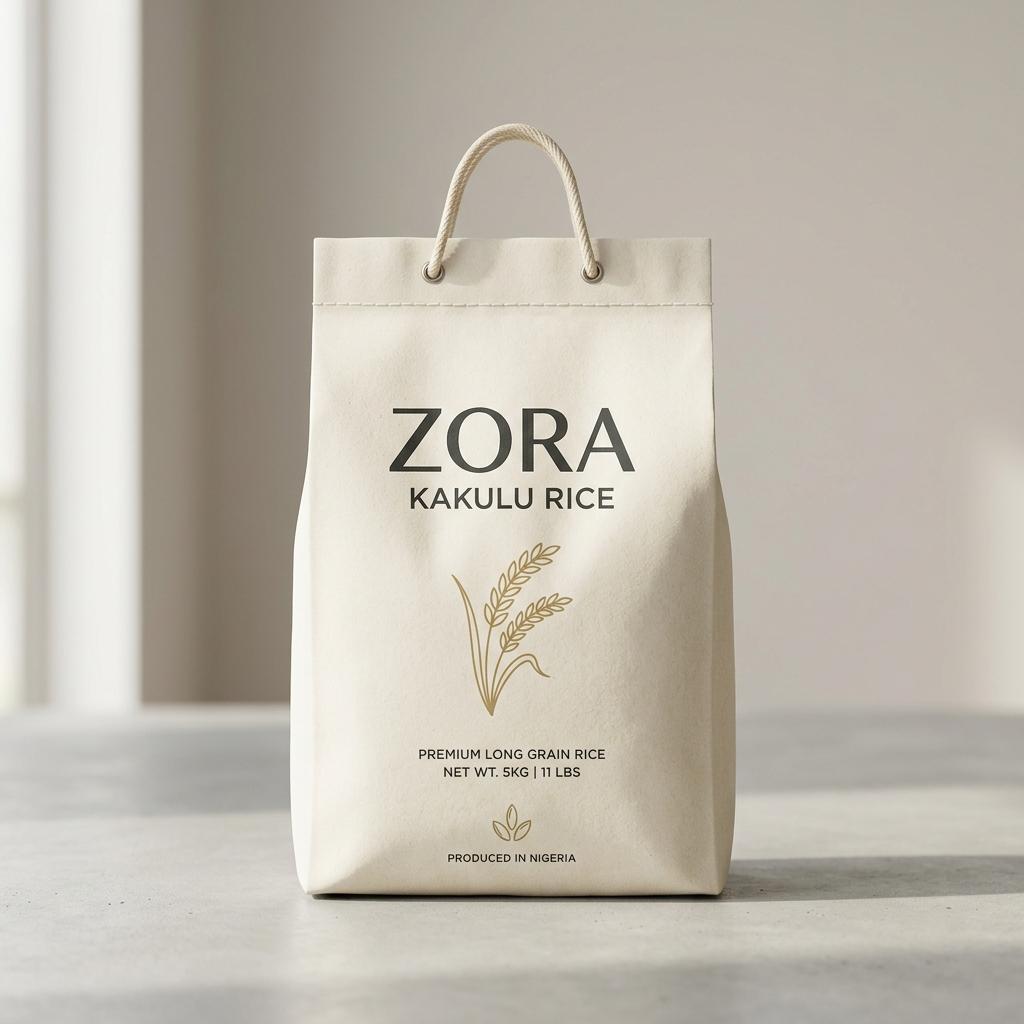 Zora Kakulu Rice Packaging