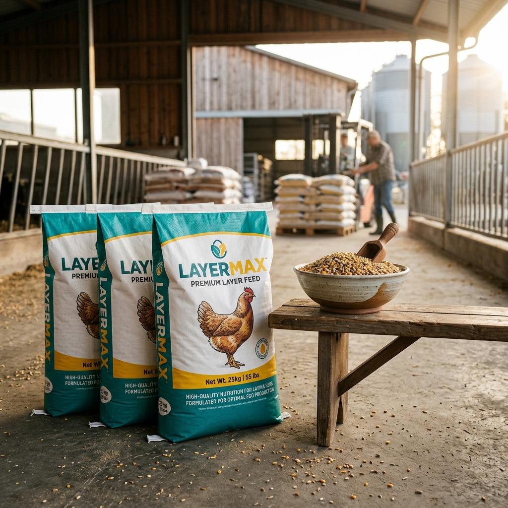 Premium LayerMax Branded Feed Sacks with high-quality grains